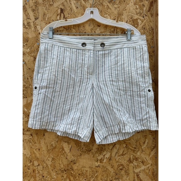 J. Crew Pants - VTG J. Crew Women's Size 10 White‎ Striped City Fit Shorts Casual Pockets